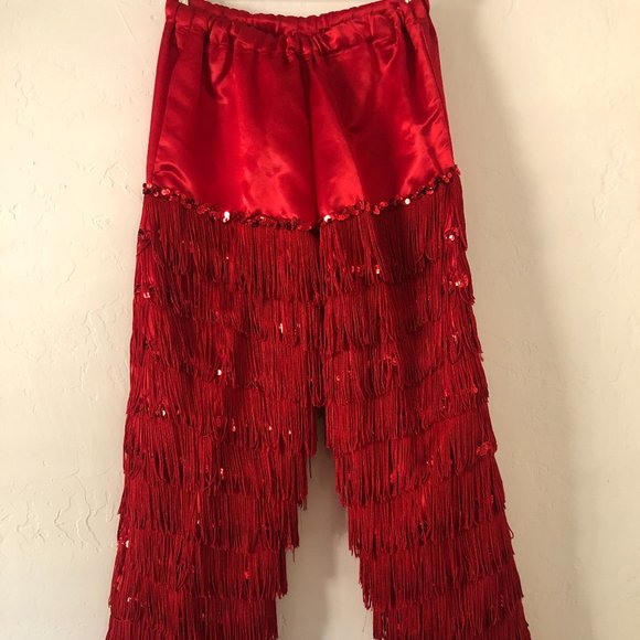 UNBRANDED Pants - MARIACHI CINCO DE MAYO HALLOWEEN MARDI GRAS RED FRINGE PANTS